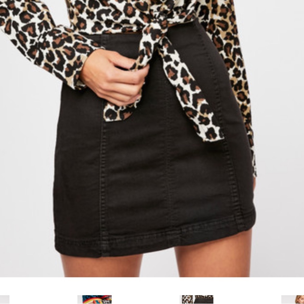 Free People Classic Black Denim Skirt